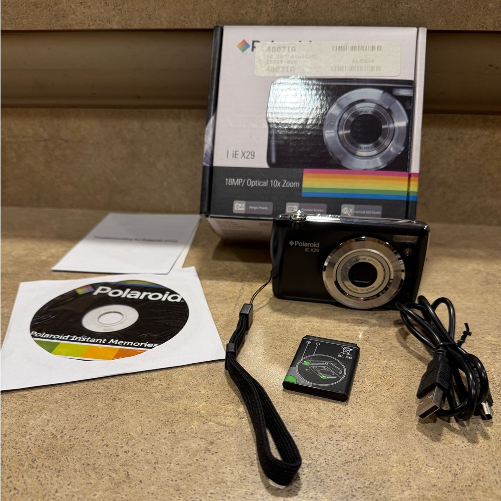 Polaroid Digital Camera iEX29 18.0MP Black Point & Shoot Bundle - Tested